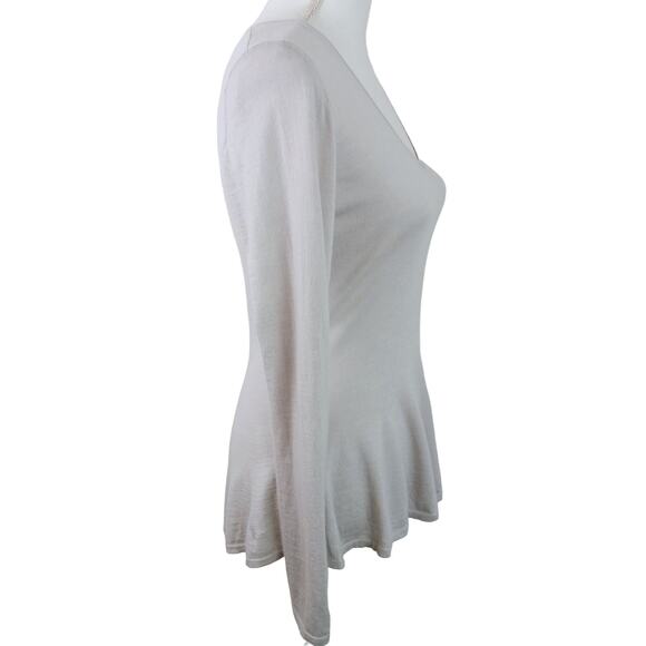 Classiques Entier SZ S 100% Cashmere Lightweight V-Neck Peplum Sweater Gray - Picture 7 of 8